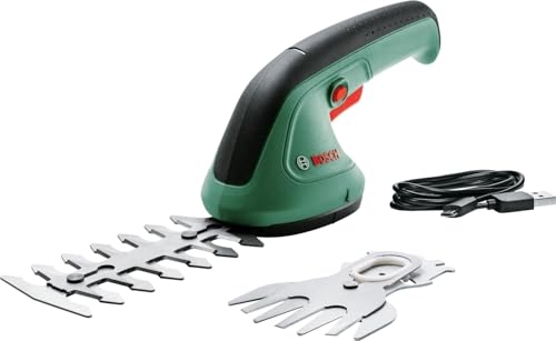 Bosch Home and Garden 0600833303 Tesoura de jardim EasyShear, bateria integrada de 3,6 V, tempo de funcionamento: 40 min, comprimento da lâmina: 12,cm (sementes)/8,cm (relva), em caixa verde