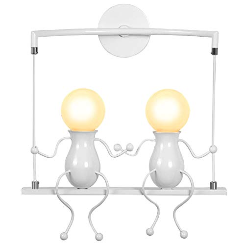 KAWELL Humanóide Candeeiro de parede criativo moderno luz de parede simples apliques de parede Art Deco Max 60 W E27 base ferro suporte para quarto, escada, corredor, restaurante, cozinha