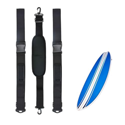 GOLRISEN Alça para prancha de surf, 3 tiras ajustáveis de nylon pretas correia de transporte para tábua de paddle de surf correia com almofada de ombro para transportar prancha de surf caiak remo