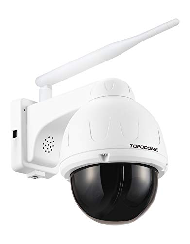 Câmara de vigilância WiFi exterior com 940nm IR, Topodome 5 MP de metal câmara com cartão 32G, rastreamento automático PTZ, detecção humana, áudio bidirecional, visão noturna inteligente