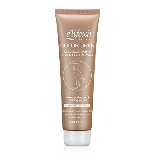 Elifexir Color Dren | maquilhagem para pernas. Maquilha, drena e estilo com cor bronzeada, autobronzeador corporal, creme efeito meias invisíveis, sem manchas e absorção rápida. 150 ml