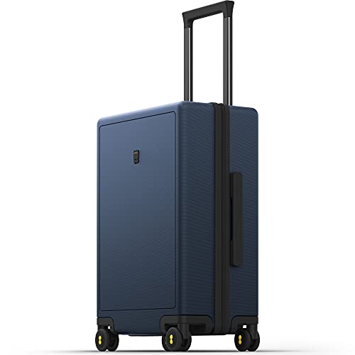 LEVEL8 Mala de cabine elegante micro diamante textura design 100% PC malas de viagem Trolley rígida bagagem de mão com 4 rodas duplas giratórias e fechadura TSA, Azul Marinho, Conjunto de malas