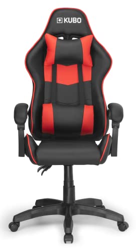 KUBO - Cadeira Gamer - ergonômica - encosto de cabeça - elevação de gás nível 4 - máximo conforto - Cor: Vermelho - peso máximo de até 130 kg