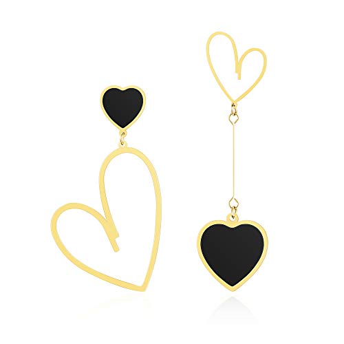 Linawe Brincos suspensos em forma de coração, brincos de aço inoxidável para mulher, brincos suspensos para casal, brincos para mulher