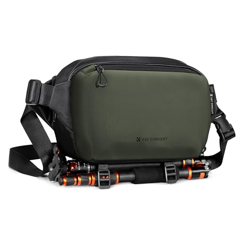 K&F Concept Bolsa capa câmara flex, bolsa para câmara Sling câmera, bolsa de tiracolo câmara impermeável resistente, mochila pequena para câmara SLR DSLR, C-verde preto