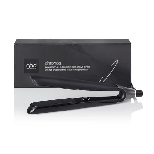 ghd Chronos - alisador de cabelo profissional, lisos, caracóis e ondas de alta definição, 3 vezes mais rápido, tecnologia HD motion-responsive, temperatura ideal de penteado 185ºC