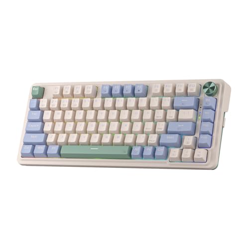 Redragon K673 Pro Clavier de jeu Sans Fil Gasket RGB 75%, 3 modos, 81 Touches, Clavier mécanique Compact Avec Socle substituível à Chaud, Bouton rotatif spécial et coussinets amortissants du Bruit,