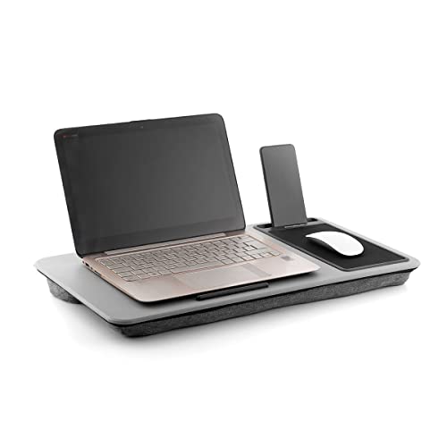 InnovaGoods® Suporte portátil com almofada, mesa auxiliar XL Deskion, suporte para computador portátil confortável e ergonómico, com tapete de rato, almofada dupla com inclinação ideal.
