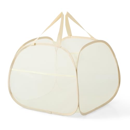 KIAYOO Cesto de roupa dobrável, cesta de roupa suja, cesta roupa limpa para casa de banho, quarto, lavandaria, hotel e viagens, bege