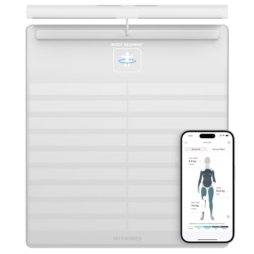 WITHINGS Body Scan - Balança wi-fi conectada para melhorar a sua saúde, balança de medidor de impedância, análise de composição corporal, gordura corporal, massa muscular, massa de água,