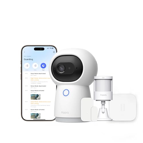 Aqara Sistema de segurança sem fios Y100, PT câmara Hub G3 2K e 3 sensores inteligentes, HomeGuardian, automação local, alerta 24/7, suporta HomeKit, Google Home, Alexa