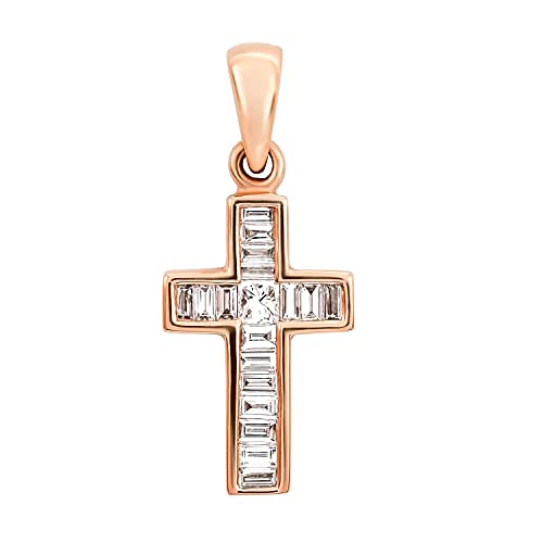 EDELIND Colgante Cruz con Diamantes 0.24 0.20 0.14 0.06 0.05 Ct Oro Blanco Oro Rosa Oro Amarillo 18 kilates Colgante Mujer Hombre con Caja de Regalo de joyería