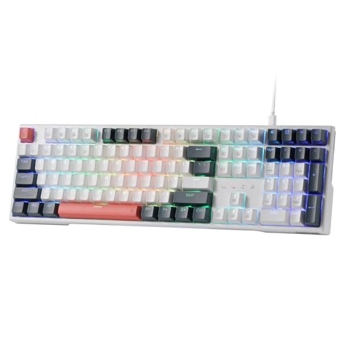 Redragon Teclado mecânico K668 RGB para jogos, teclado mecânico com cabo de 108 teclas com 4 teclas de atalho adicionais, espumas absorventes de som, tomada intercambiável a quente