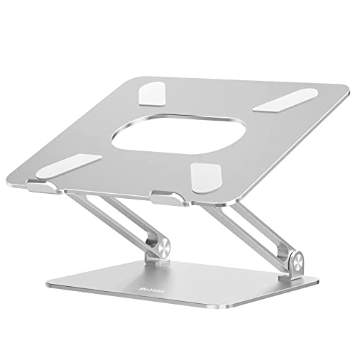 BoYata Suporte para computador portátil, multiângulo de elevação com ventilação térmica compatível para computador portátil (10 - 17 polegadas), MacBook Pro/Air, Surface Laptop, HP Notebook - prateado