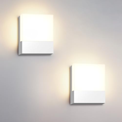 Kingwen 2 peças LED aplique parede exterior 3000 K aplique exterior moderno LED 15 W candeeiro de parede adequado para, 1500 lm corredores, varandas, escadas, acessos, frente à porta da garagem, etc.