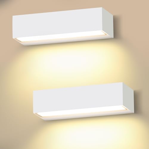 2 pacotes de 18 W apliques parede exterior 30 cm branco aplique de parede 3000 K branco quente aplique parede interior impermeável IP65