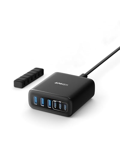 Anker Carregador USB-C, estação de carregamento de 6 portas com saída de 112 W, para iPhone 16/16 Plus/16 Pro/16 Pro Max/15/14/13 séries, MacBook Air, pixel, Galaxy, iPad e muito mais (Cabo não I