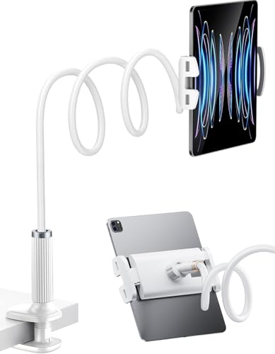 Suporte tablet de pescoço de cisne para cama, ajustável em 360º suporte para iPad e telefone para secretária para gravação de vídeo, para série iPad/Switch/ Galaxy Tabs/ Kindle Fire e muito mais -