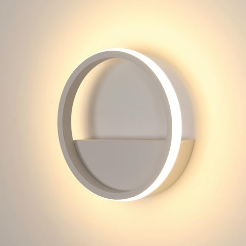 Aplique parede interior LED, candeeiro de parede redondo de 12 W branco moderno, luz de parede criativa LED para sala de estar, quarto, sala de jantar, corredor de escada, branco quente 3000 K, Ø 20