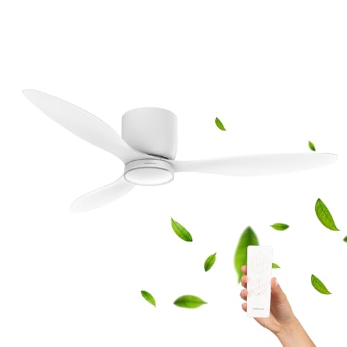 Mellerware - Ventoinha de teto com controlo remoto Brizy Bright Minimal 40 W | 6 velocidades | ultra silenciosa, 3 pás de 132 de diâmetro, função verão e inverno, temporizador | LED