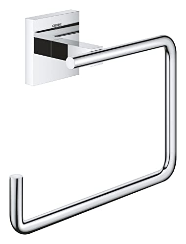 Grohe Start Cube QuickFix - toalheiro individual de argola, cromado, para colar (cola QuickGlue A1) ou aparafusar, Ref. 40975000