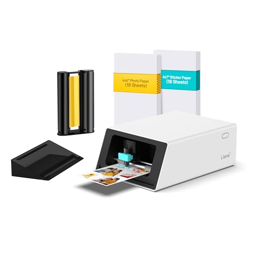 Liene PixCut S1 Impressora de fotos e perfuradora de autocolantes - máquina tudo em um para criar autocolantes, etiquetas personalizadas e presentes, sublimação térmica, 300 dpi, corte preciso com IA
