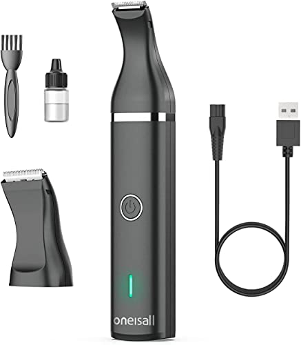 oneisall Corta-pelos para cães baixo nível de ruído para aparar o pelo de cão ao redor das patas, olhos, orelhas, rosto e rump (preto)