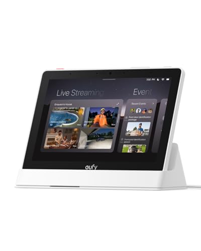 Smart Display da eufy, controlo doméstico, painel de 8", compatível com dispositivos de segurança da eufy, quatro telas em uma, alerta da porta, relatórios diários, sem taxa mensal.