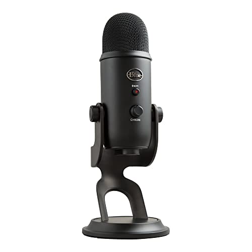 Logitech for Creators Blue Yeti Microfone USB para gravação, streaming, jogos, podcasting em PC e Mac, microfone de condensador para computador, suporte ajustável, Plug & Play - preto