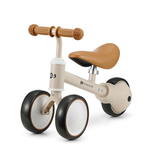Kinderkraft CUTIE 3 em 1 Minitriciclo, bicicleta de equilíbrio, sem pedais, triciclo, ajustável, multifuncional, ultraleve, desde 1 ano de vida até aos 15 kg, bege
