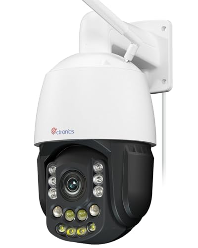 Ctronics 4K 30X Zoom Ótico 3D PTZ, câmara de vigilância exterior, visão noturna de 180 m, seguimento automático com zoom, detecção pessoa/veículo / animal, WiFi 2,4/5 GHz, 256 GB TF/FTP/Cloud. , metal