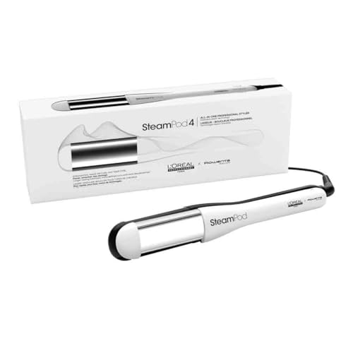 L'Oréal Professionnel, Steampod 4, alisador de cabelo profissional com tecnologia a vapor, modelador tudo em um, para todos os tipos de cabelo, cor branca