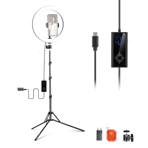 NEEWER 12" 24 W Aro de luz LED potente com suporte para tripé, Bi cor 2900-7000K, entrada USB C PD, CRI97 1810lux/0,5 m compatível com iPhone estúdio maquilhagem streaming gravação Selfie, RH12B K22