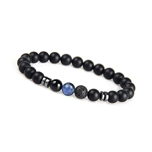 GD GOOD.designs EST. 2015 Pulseira chakra com contas de pedra de lava, com conta de jaspe, pedra natural de ónix