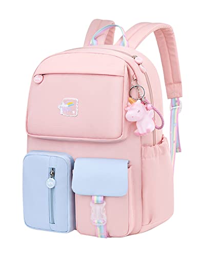 Amythe Mochila escolar para menina, mochila infantil para crianças dos 6 aos 10 anos, mochila de berçário para meninas, leve e impermeável de nylon, 30 x 12 x 41 cm
