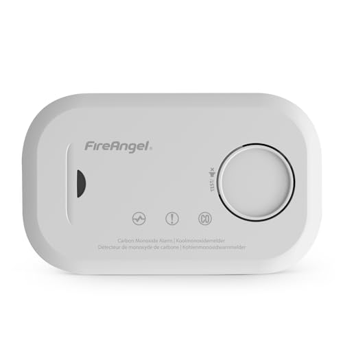 FireAngel FA6813 - Alarme e detetor de monóxido de carbono - sensor de 10 anos de vida útil doméstica com pilhas AA - detetor de monóxido de carbono portátil de viagem - monitor detetor de CO com