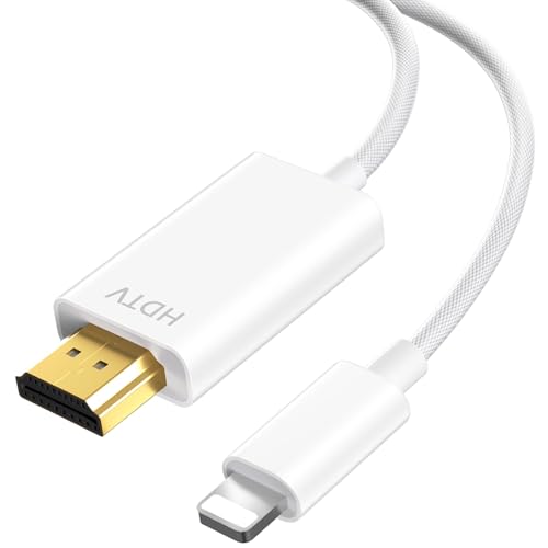 Oliveria Cabo HDMI iPhone para TV, 1080P HD cabo adaptador de telemóvel para TV, conversor de ecrã de sincronização para iPhone 14/projetor/iPad para HDTV