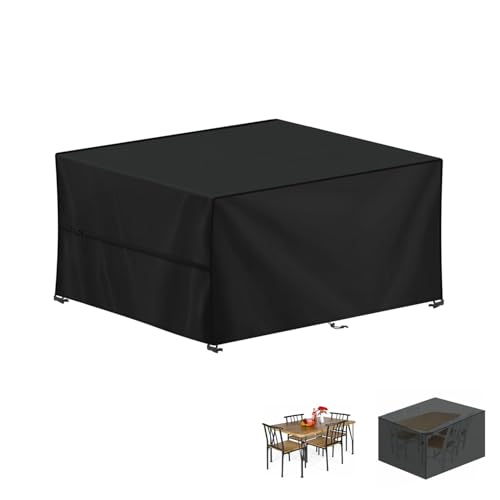 LAMUNI Capa para móveis de exterior, capa de mesa de jardim, impermeável, tecido Oxford 420D, capa protetora para móveis de jardim, anti-UV, capa para mesa de jardim, retangular, 120 x 100 x 75 cm