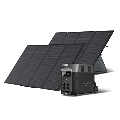 ECOFLOW Gerador solar DELTA Pro 3,6 KWh/3600 W com 2 x painel solar de 400 W, usina de energia portátil para casa, acampamento ao ar livre, RV e de emergência
