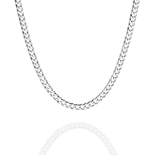 QUADRI - Colar elegante com corrente modelo cubana com diamante para homem mulher de prata 925 - largura 3,5 mm - comprimento 41 | 46 | 52 | 56 cm - certificado Made in Italy
