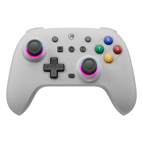 ECHTPower Controlo sem fios para Switch, design retro, Switch Pro RGB com Hall Joystick, giroscópio, turbo, programável, 4 vibrações, comando PC Wireless para Switch/Lite/OLED/PC/Android/iOS