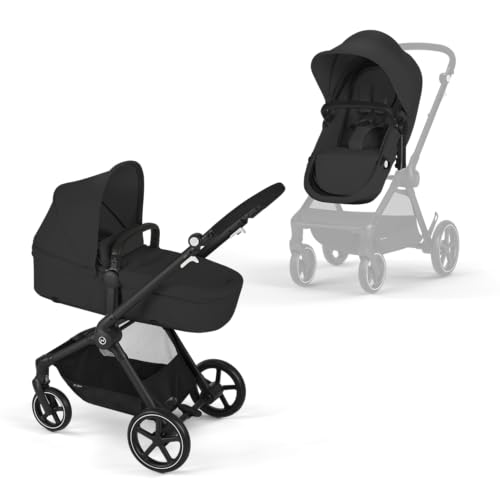 CYBEX Gold Carrinho de passeio EOS 2 em 1, sistema de viagem, desde o nascimento até 22 kg (aprox. 4 Anos), preto (Moon Black)