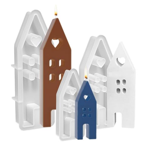 TheStriven 3 moldes de silicone para casa, resina epóxi, molde de silicone, molde de fundição para casa, casa, casa, casa, casa, casa, casa, velas de cera de soja, sabão, artesanato (A)