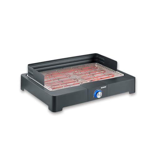 Severin Churrasco de mesa com grelha de aço inoxidável para interior e exterior, grelha elétrica com arranque rápido, mini churrasco sem risco de queimaduras, preto, PG 8565