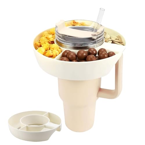 ZDNT Tigela de lanche compatível com Stanley 40 oz, bandeja de silicone para aperitivos Stanley, Snack Bowl for Stanley Cup, bandeja reutilizável para lanches para casa exterior