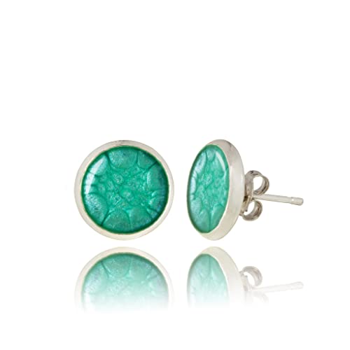 Pendientes Aretes Lujo Pequeño; Joyería para Mujer (Estilo 13 - Redondo Azul Turquesa Plata)