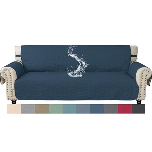 Ystyle Capa para sofá de 4 lugares, protetor de sofá impermeável, antimanchas, cobertura para sofá acolchoado verão, capas para sofá anti-arranhões, gatos cães, capas sofá anti-derrames, azul berlim
