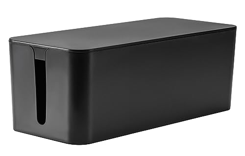 RICOO Organizador de cabos Z3201-B, caixa de tomadas e recolha de cabos para casa, caixa guarda cabos para organizar cabos, 32 x 13,5 x 12,7 cm, preto