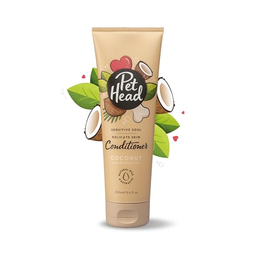 Pet Head Sensitive Soul Condicionador para cães com pele sensível | aroma de coco | calmante e hidratante | ingredientes naturais e vegan, adequado para cães e cachorros | 250 ml