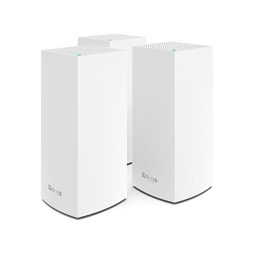 Linksys Velop MX12600 Sistema Wi-Fi de 6 malha tribanda (AX4200), router WLAN, repetidor, extensor com cobertura de até 830 m², 3,5 vezes mais rápido, mais de 120 dispositivos, pacote de 3, branco